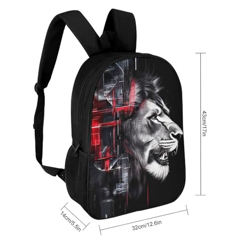 Womens Fashion Shoulder Backpack 17Inch, Casual Daypack Travel Laptop Bag with Adjustable Strap Abstract Lion Head Bookbags2