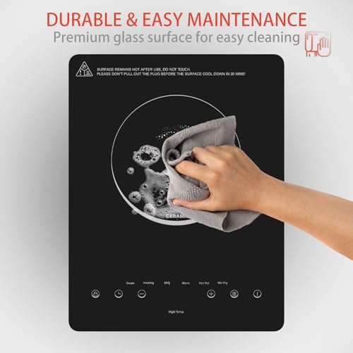 Image of TOPWISH Hot Plate Electric Single Burner Cooktop,Portabl Electric Stove | Small Stove Electric 1300W with LED Touch,Child Lock,110V Glass Countertop Burner for Cooking