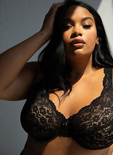 Smart & Sexy Women's Signature Lace Unlined Underwire Bra, Black Hue, 38Ddd #TOP6