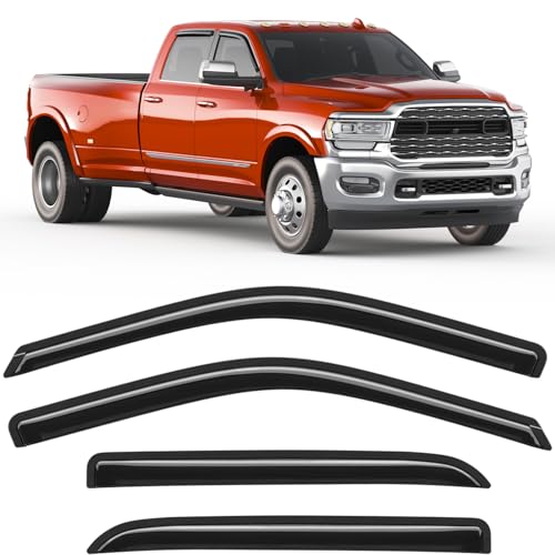 Image of Rain Guards Fit for Dodge Ram 1500 2009-2024,Ram 2500 & 3500 2010-2025,Tape-on Extra-Thick Window Rain Guard Window Deflectors Window Vent Visors Vent Shades Exterior Car Accessories-4PCS