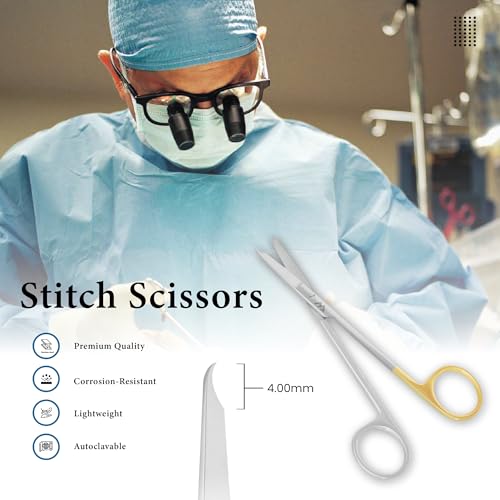 Image of Suture Stitch Scissors 11cm with Delicate Hook Surgical Nursing Medical Scissors Perfect for Suture Removal, First Aid, EMS Training Premium Quality Instrument- Stainless Steel