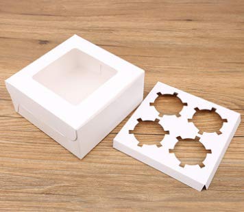 4 Hole White Cupcake Boxes (10 Pack)