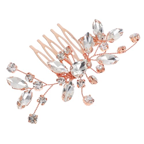 TOVINANNA 結婚式の頭飾り ヘアコームアクセサリー 女性のためのブライダルヘアアクセサリー 結婚式用の櫛 ブライダルウェディングコーム 花嫁櫛 花嫁のための髪の櫛 合金 Rose Gold