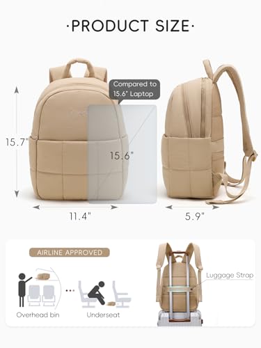 Image of WESTBRONCO Puffer Laptop Backpack for Women Travel Backpack for Women Airplane Approved Backpack with 16'' Laptop Compartment