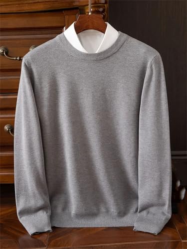 Men Solid Business Wool Pullover Sweater O-Neck Long Sleeve Knitwear Sweaters4