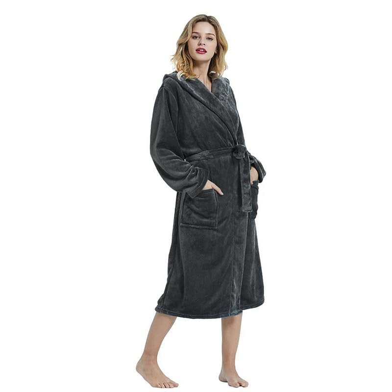 Image of HEARTNICE Womens Hooded Fleece Robe, Soft Bathrobe for Womens, Cute Long House Coat