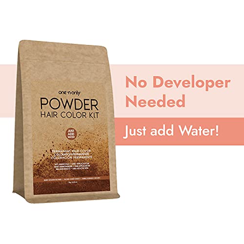 One 'N Only Powder Hair Color Kit, Dark Golden Blonde, Permanent Color In Single Application, 100% Gray Hair Coverage Without Lift, Just Add Water - No Developer Needed, Vegan And Cruelty Free #TOP2