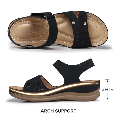 Image of SHIBEVER Women Flat Sandals Comfortable: Arch Support Sandals Dressy