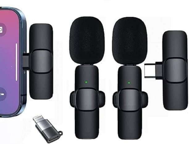 Wireless Lavalier Microphone Compatible with iPhone iPad and Android Phone, Lapel Mic Plug and Play Wireless Mic Noise Reduction Mini Microphone for Video Recording Interview Podcast Vlog YouTube