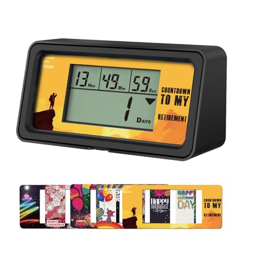 YOOREAL 9999 Tage Digitaler Countdown Timer Count Down Tage Timer mit fünf Papierkarten Hintergrundbeleuchtung für Ruhestand Urlaub Hochzeit Weihnachten Neues Baby Klassenzimmer Labor Kü (HM200B)