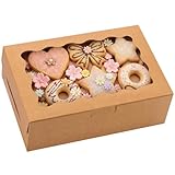 Moretoes 10pcs Cookie Boxes with Window, 9x6x3 Inch Brown Bakery Boxes Pastry Containers for Chocolate Covered Strawberries, Candy, Muffins, Donuts