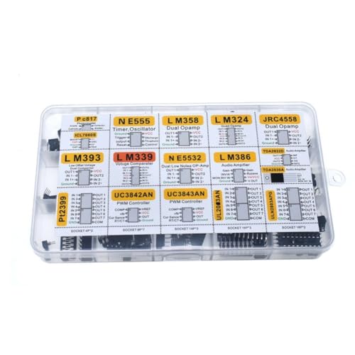 JoyousMall Kit de 150 puces IC avec LM358, LM324, NE555, LM393, UC3842 pour amplificateurs opérationnels, oscillateurs et contrôleurs PWM