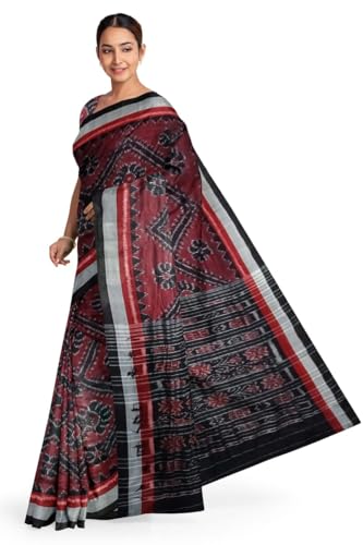 Image of Ikat Women Cotton Saree, Handmade Pure Cotton Khandua Saree, Ikkat Orissa Traditional Handloom Saree Without Blouse 45