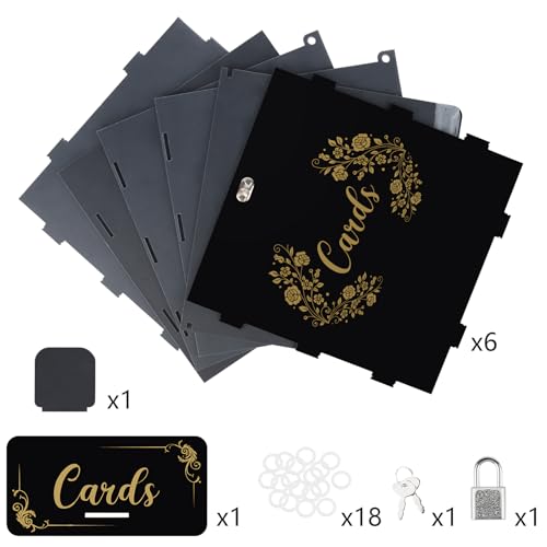 Caja de tarjetas de boda segura contra pérdidas, urna de acrílico grande con llave para sobres 8