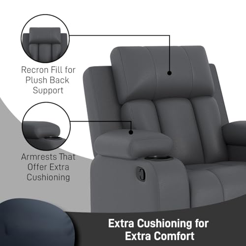 Image of Amazon Brand - Solimo Pinnacle | Single Seater Sofa Recliner | Manual Recliner (Leatherette Grey)