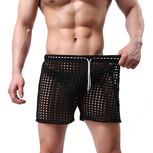 YUFEIDA Mens Hollow Openwork Drawstring Lounge Underwear Boxer Shorts Loose Bikini Trunks Multi Color4