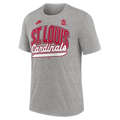 Nike Men's MLB Rewind Retro T-Shirt (US, Alpha, Medium, Regular, Regular, Grey, St. Louis Cardinals)