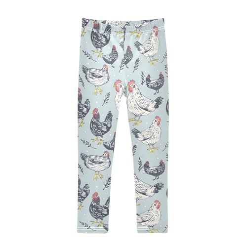 Chicken and Grass Girls Leggings Athletic Pants Tights Stretch Bottom