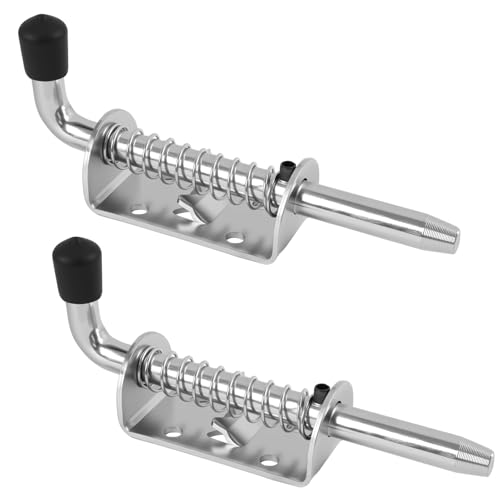 2 Loquets À Ressort en Acier Inox 304, 10×128mm Avec Poignée Caoutchouc, Pour Portes, Fenêtres, Garages, Hangars Et Portails