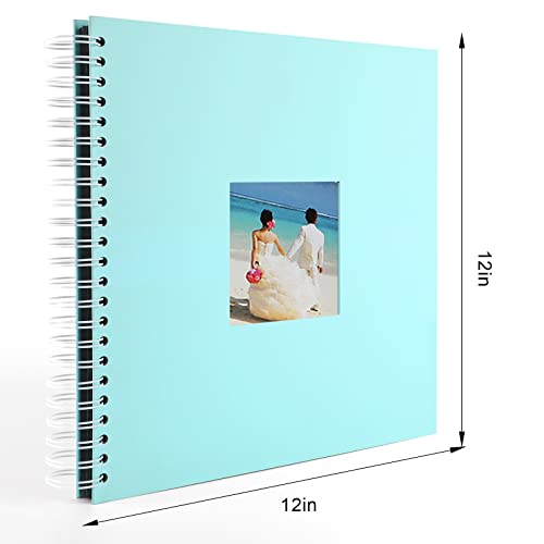 12 X 12In 40 Thick Paper Pages Large Refillable Scrapbook Album, Blue, 4 Metallic Pen & Ribbon Closure & Metal Corners - Photo Album For 4X6 5X7 8X10 Family Wedding Baby Travel Memory Pictures #TOP5