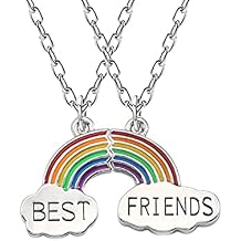 ShiQiao Spl Best Friend Friendship Gifts for Girls Birthday Gifts for Women Bestie Christmas Gifts for BFF Necklace for 2 Girls Rainbow Necklace