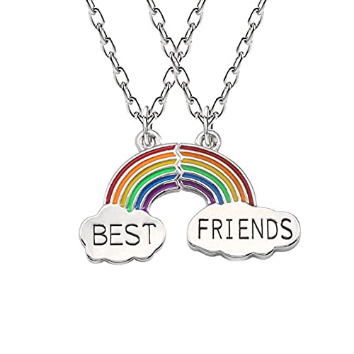 ShiQiao Spl Best Friend Friendship Gifts for Girls Birthday Gifts for Women Bestie Christmas Gifts for BFF Necklace for 2 Girls Rainbow Necklace