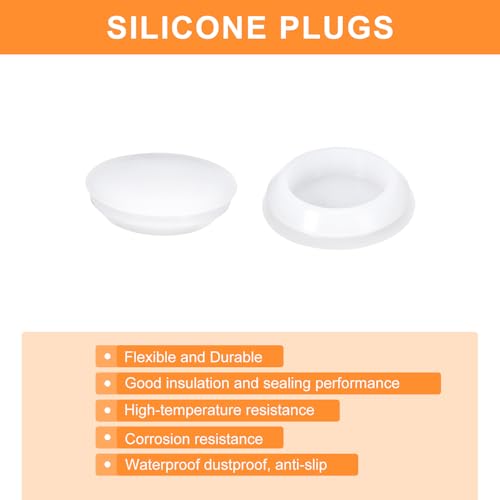 Image of uxcell 2 Pcs Silicone Plugs, Rubber Round Snap in Locking Hole Plugs for 35-38mm Hole, Hole Stoppers Waterproof Hole Plug for Metal Tube, Furniture End Caps Inserts, Clear