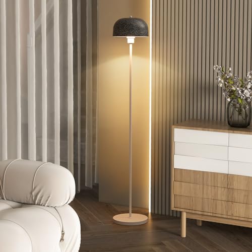 COSTWAY Floor Lamp, Modern Standing Lamp with Foot Switch, Faux Terrazzo Lampshade, Weighted Base & Metal Pole, Reading Torchiere Floor Lighting for Living Room Bedroom Office, Bulb not Included