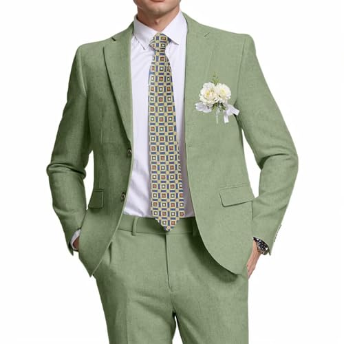 Wehilion Men's Linen Suits Slim Fit Casual Lightweight Blazer Jacket