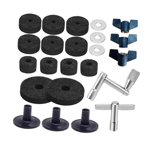 Generic 23 Piece Set of Cymbal Accessories with Wing Nuts And Drum Key for Drumming, Black