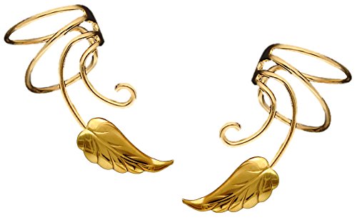 Ear Charms® Southwest Leaf Wave™ Ear Cuff Non-pierced Wrap Earring Pair Gold On Sterling