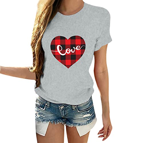 T Shirts for Women Loose Fit Short Sleeve Summer Tops Womens Blouses Plus Size 3 5 Sleeve Sexy Tops Vintage Band Tees for Women(B5-Gray,M)