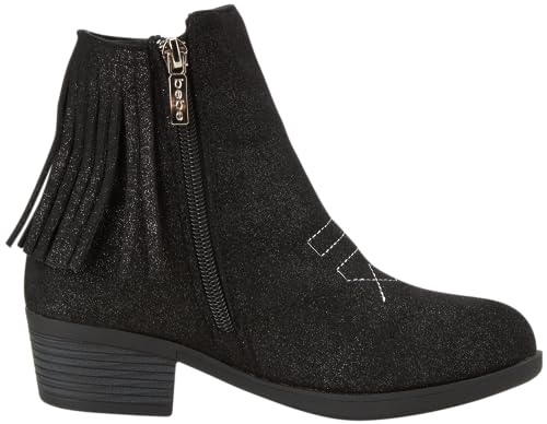 bebe Girls Cowboy Boots - Suede Ankle Booties with Fringe and Block Heels - Sparkly Shoes for Toddlers, Little and Big Girls4