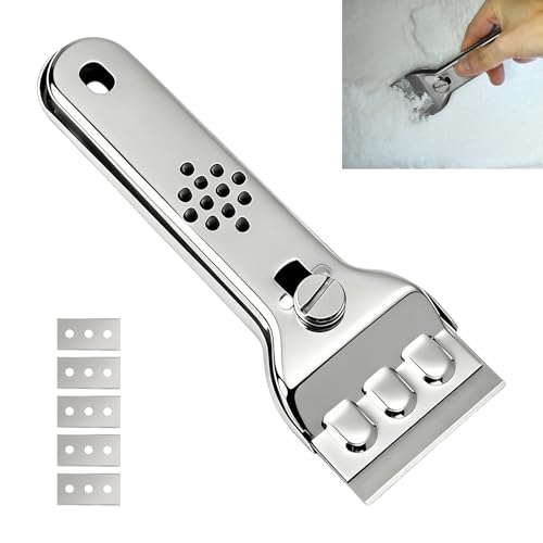 Image of 6 Pack Oven & Hob Cleaning Tool, Ceramic Hob Scraper with 5 Replacement Parts Stainless Steel Hob Scraper for Glass Ceramic Induction Hob Retractable Non Scratch Cleaning Tool for Burnt Food, Grease