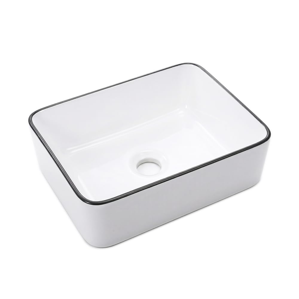 Évier rectangulaire céramique blanche vasque à poser salle de bain moderne 40x30 cm sur comptoir