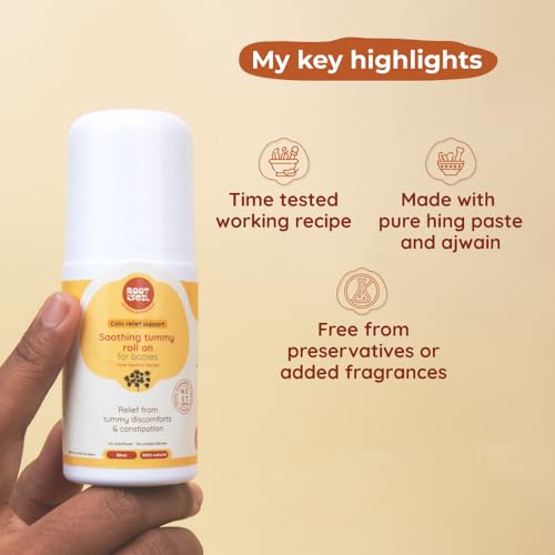 Image of ROOT and SOIL Soothing Tummy Roll-On for Babies - Hing 50 ML, 0+ Months | 100% Natural & Herbal | Newborn & infant friendly | No Preservatives