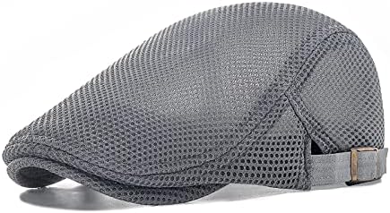 VOBOOM Men Mesh Newsboy Flat Cap Ivy Cabbie Newsboy Cap