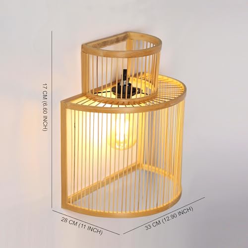 Image of Habere India-All the Cultures Fabricating India Night Lamp for Bedroom | Wall Lamp for Living Room | Lamps for Bedroom | Wall Decor Lights - Semicircular (M: 33 * 28 * 17 cm)