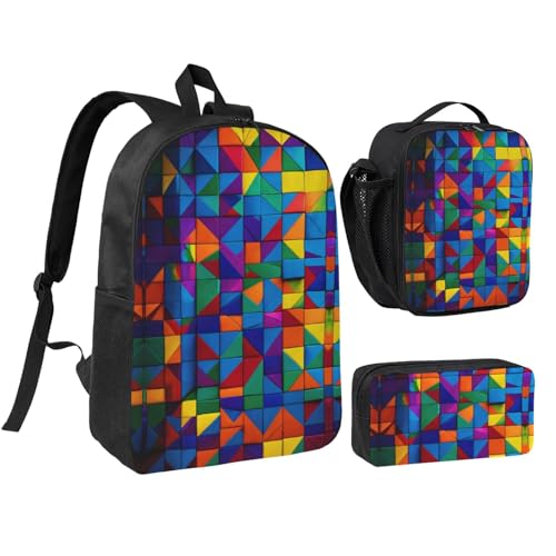 Sac à dos d'école imprimé brique colorée idéal pour les repas et cours