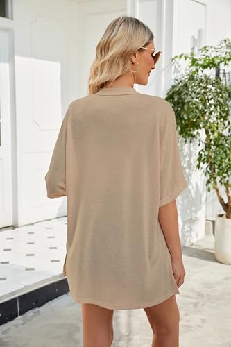 Image of Yekaty Lightweight Cardigans for Women Casual Summer Short Sleeve Cardigan Open Front Beach Coverups 2026