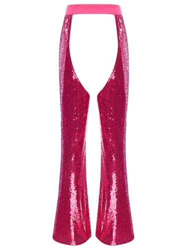 Women's 70s Western Cowgirl Bell Bottoms Chaps Y2k Flared Pants Disco Outfit Party Clubwear2