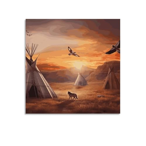 Toile murale abstraite pour habiller un mur vide motif amérindien