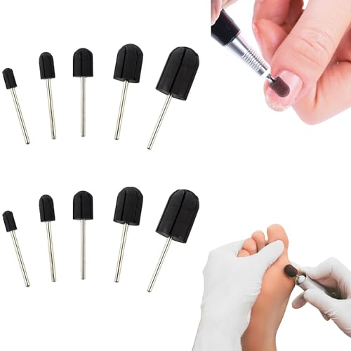 LIANCHEN 10 Piezas Cabezales de taladro para uñas Kit de brocas para taladro de uñas Esmeriladores de uñas Brocas de manicura con la Mayoría de las Fresadoras Disponibles (5mm+7mm+10mm+13mm+16mm)