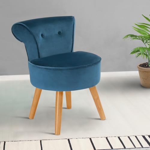 Fauteuil crapaud velours bleu pieds scandinaves IDMarket