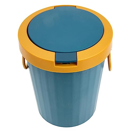 Caneca pequeña azul con tapa hermética para basura