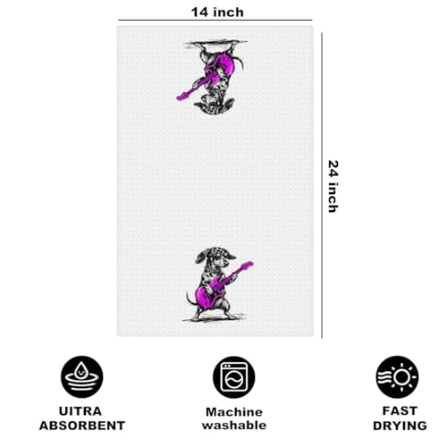 Image of Hanamiya Na Funny Dachshund Kitchen Towels 24x14 Inch, Dachshund Gifts Reusable Dish Towels for Kitchen Bathroom Decor, Waffle Weave Absorbent Tea Towel, Weiner Dog Gifts for Women Mom Friend Girls