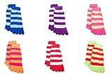 6 Pack Warm Striped Fuzzy Toe Socks For Women - Cute Colorful Winter Toe Socks