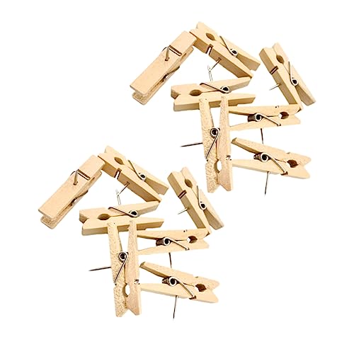 Operitacx 20 Piezas pasador de madera azul clips de papel tablero de corcho tic mini manos junta clavijas pantalón sintió tablón de anuncios pequeño equipo imanes póster alfiler chinchetas