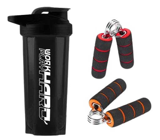 Shaker Combo of Gym Protein Shaker Bottle With mini Grip/Gripper-black-red-orange-image-38