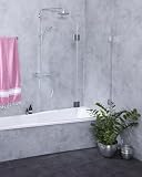 COMBIA Badewannenfaltwand 2 Flügel rahmenlos | nach innen wegklappbare Duschwand für Badewanne | 6 mm ESG-Glas klar, B=120 cm, H=150 cm | Duschabtrennung mit Wandausgleich bis 10 mm | Spritzschutz